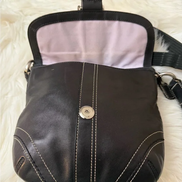 Coach Black Leather Crossbody Bag with Buckle - Picture 9 of 12
